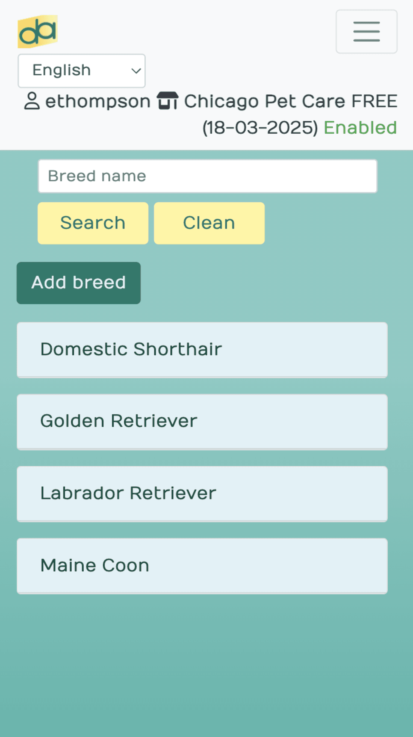 Breeds list